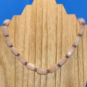 Vintage Rose Quartz Necklace Beads Beaded Pink Gemstone Stone Love Heart Chakra